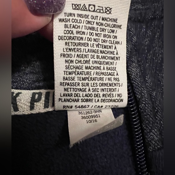 Pink Victoria’s Secret quarter zip pull over size S navy - Picture 6 of 9